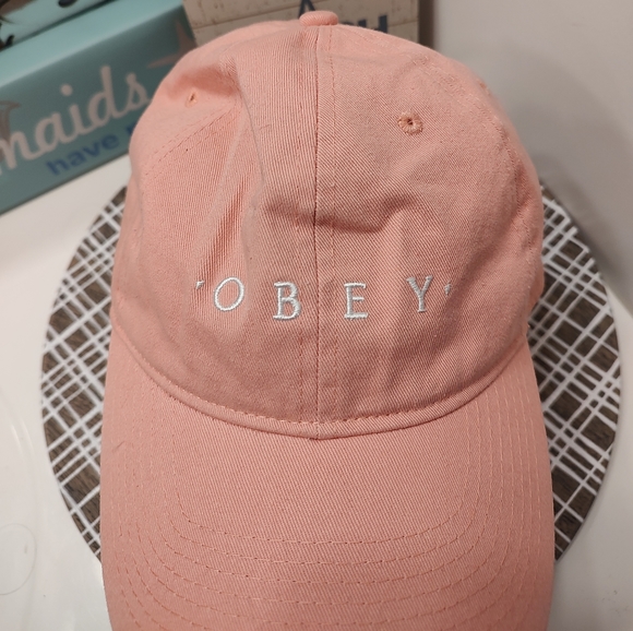 🍧 EUC OBEY Brand Unisex Wear Cotton Blend Adjustable Baseball Cap, Baby Pink - Picture 4 of 6